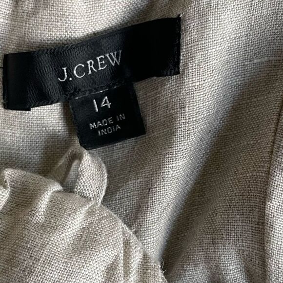 J Crew 100% Linen Smocked Shirred Spaghetti Strap Dress Size 14 - Picture 5 of 7